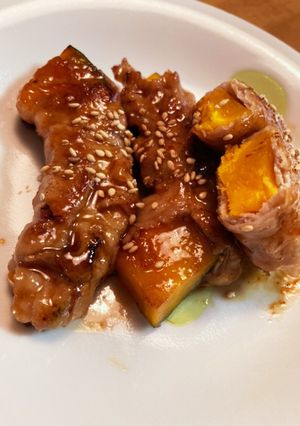 【お弁当】甘くて辛い？かぼちゃの豚肉巻き-レシピのメイン写真