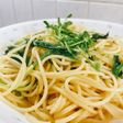市販のたらこパスタソースで豆苗inパスタ