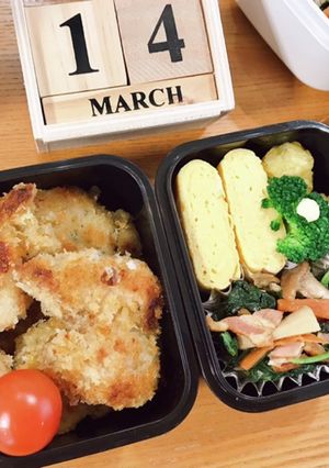 鶏肉チーズパン粉焼き弁当 22/3.14-レシピのメイン写真