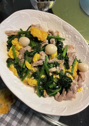 ほうれん草豚肉卵炒め-レシピのメイン写真