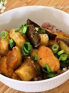 鶏もも肉とエリンギのカレー照り焼き丼-レシピのメイン写真