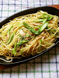 アスパラとツナの焼スパゲッティ♪-レシピのメイン写真
