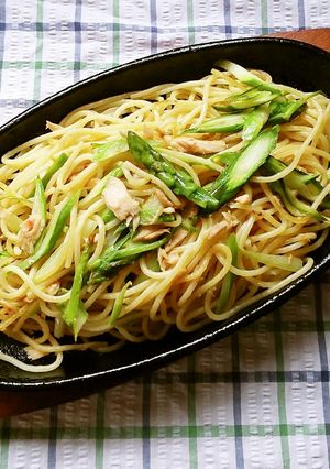 アスパラとツナの焼スパゲッティ♪-レシピのメイン写真