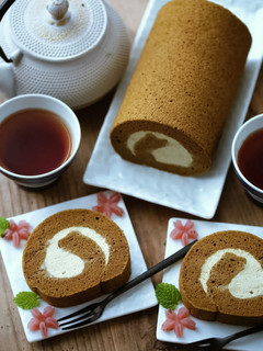 ほうじ茶シフォン♡ロールケーキ-レシピのメイン写真