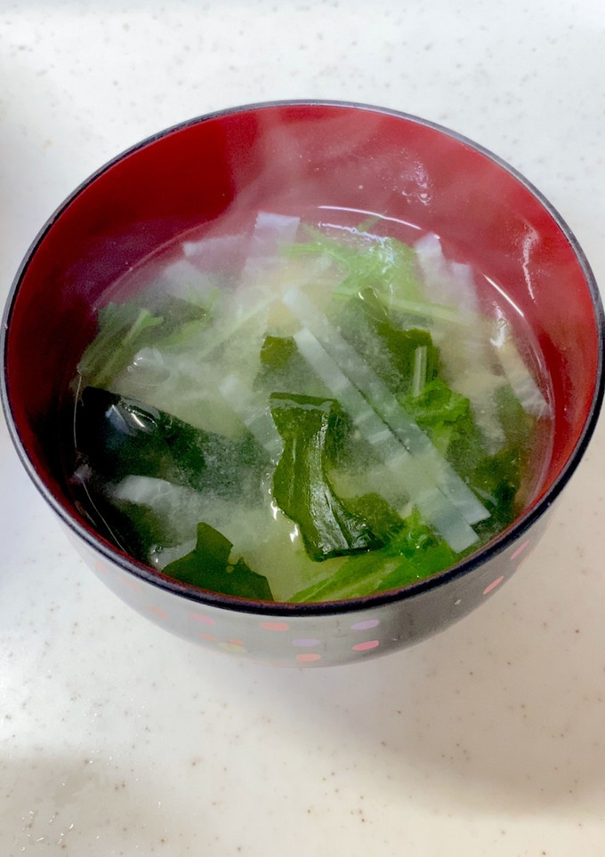 大根 わかめ 水菜の味噌汁^^-レシピのメイン写真