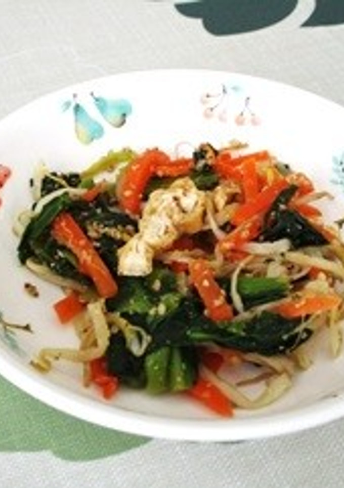 野菜をプラス　青菜と油揚げのごまあえ-レシピのメイン写真