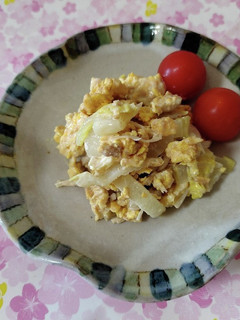 白菜とえのき茸のきな粉炒り卵和え-レシピのメイン写真