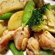 鶏もも肉と春野菜の塩コショウ炒め