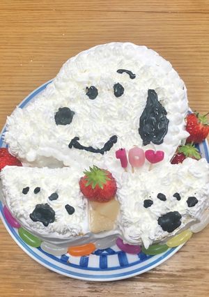 ★簡単！スヌーピー 子供の誕生日ケーキ★-レシピのメイン写真