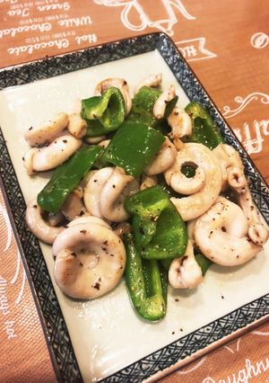 コブクロとピーマンの黒胡椒炒め-レシピのメイン写真