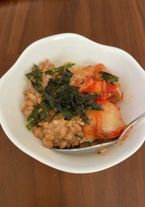 米の代わり！オートミールの納豆キムチがけ-レシピのメイン写真