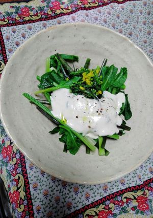 菜の花・紅菜苔の豆腐酒粕クリームがけ-レシピのメイン写真