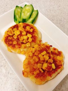 コーンとはんぺんフワフワお焼き-レシピのメイン写真