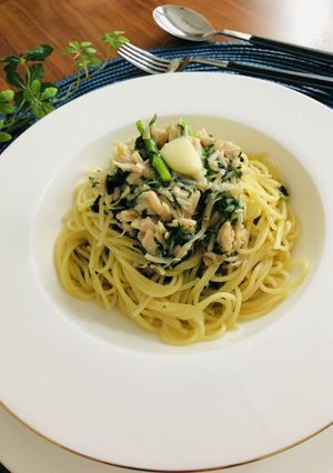 ＊チキン缶詰と春菊のパスタ＊-レシピのメイン写真