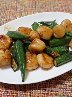 ホタテ貝柱とオクラのオイスターソース炒め-レシピのメイン写真