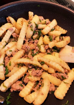 ひき肉とフライドポテトで簡単惣菜-レシピのメイン写真