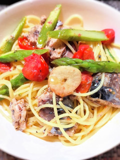 サバの水煮缶とミニトマトのパスタ-レシピのメイン写真