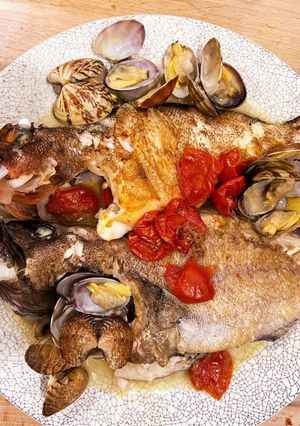 釣って来たマハタとカサゴのアクアパッツァ-レシピのメイン写真