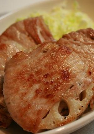 【シンプル】豚薄切り肉のれんこん巻き-レシピのメイン写真