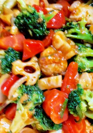 酢玉ねぎの漬け汁で野菜たっぷり甘酢炒め-レシピのメイン写真