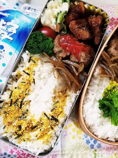 ハンバーグ&鮭フライ弁当(3.23)-レシピのメイン写真