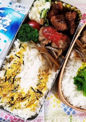 ハンバーグ&鮭フライ弁当(3.23)-レシピのメイン写真