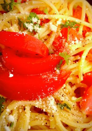 混ぜるだけ簡単*トマト+ぺぺたまパスタ-レシピのメイン写真