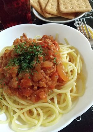ミートソースパスタ（トマト系）-レシピのメイン写真