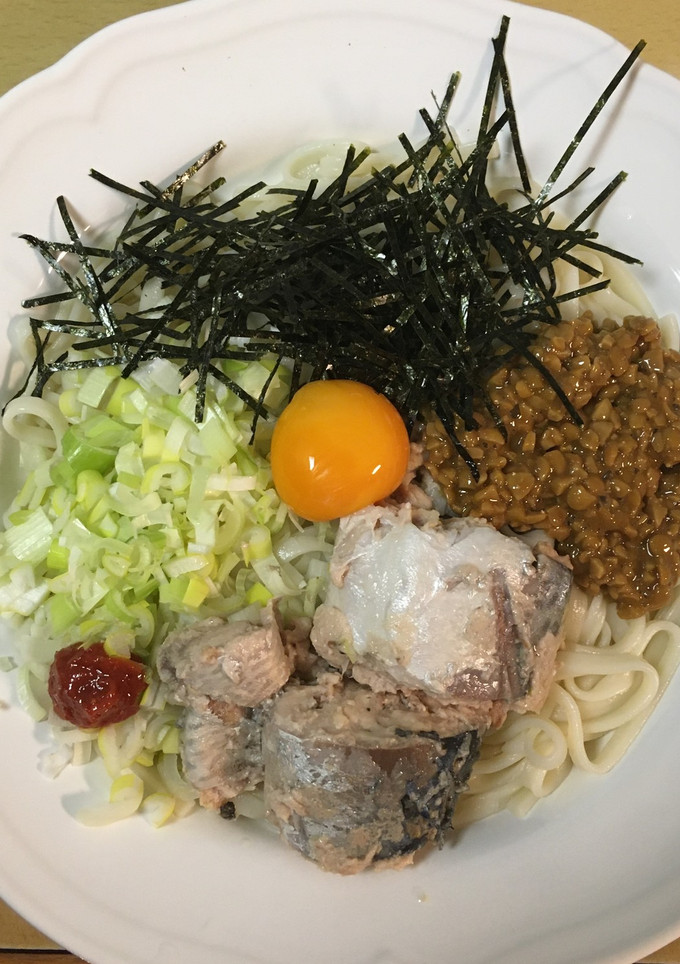 某烈火ふうサバ缶と納豆のひっぱりお蕎麦-レシピのメイン写真