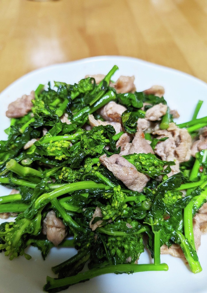 菜の花と豚肉のオイスターソース炒め-レシピのメイン写真