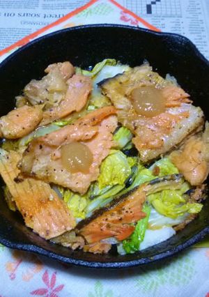 銀鮭の焼き鮭＋白菜のサーモン･オイル炒め-レシピのメイン写真