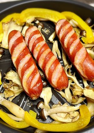 アラジンで簡単！きのことソーセージグリル-レシピのメイン写真