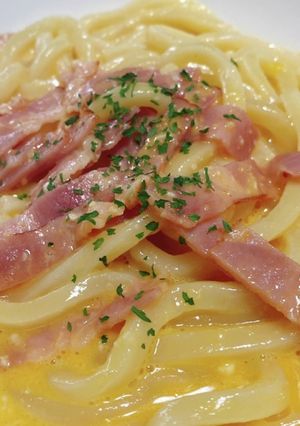 ひと皿で完結！簡単カルボうどん-レシピのメイン写真