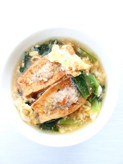 ヘルシーに【肉詰め厚揚げの卵あんかけ】-レシピのメイン写真