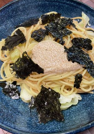 休日のお昼ご飯！キャベツのペペロンチーノ-レシピのメイン写真