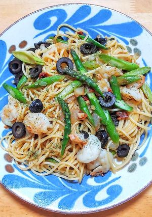 アスパラガスとエビのペペロンチーノ-レシピのメイン写真