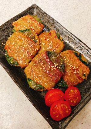 甘辛だれで♪れんこんの豚バラ大葉巻き-レシピのメイン写真
