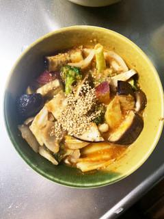 根菜茄子肉無ケチャップ炒め味温野菜サラダ-レシピのメイン写真