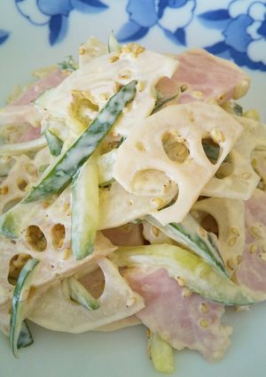 簡単!蓮根とハム胡瓜のマヨ醤油サラダ-レシピのメイン写真