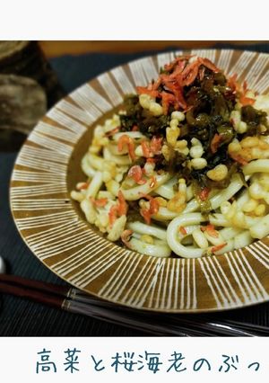 高菜と桜えびのぶっかけうどん-レシピのメイン写真