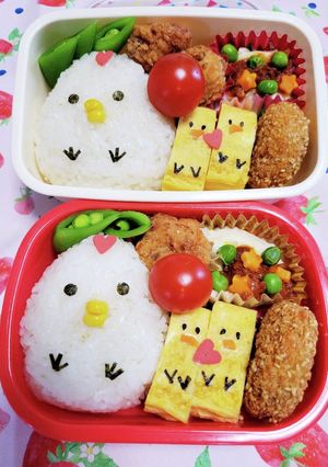キャラ弁☆春休み♪にわとり&ひよこ弁当☆-レシピのメイン写真