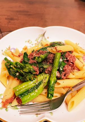 コーンビーフと菜の花のペンネ-レシピのメイン写真