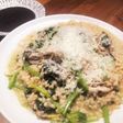 牡蠣とほうれん草のもち麦リゾット
