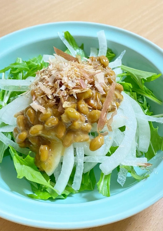 水菜と新玉ねぎの納豆和え-レシピのメイン写真