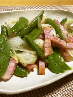 新玉ねぎとスナップエンドウの蒸し炒め-レシピのメイン写真