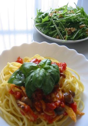 しめじとベーコンのトマトパスタ-レシピのメイン写真