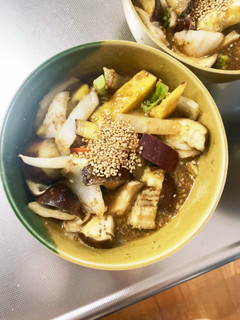 根菜茄子肉無し和風甘辛炒め味温野菜サラダ-レシピのメイン写真