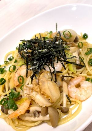 エビとホタテ、長ネギのバター醤油パスタ-レシピのメイン写真