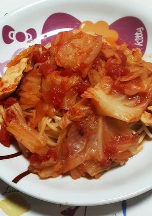 鶏と白菜でトマトのスピーディーパスタ。-レシピのメイン写真