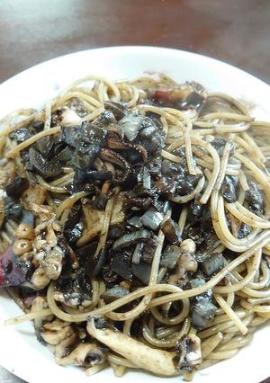 釣り物ヤリイカのイカスミパスタ-レシピのメイン写真